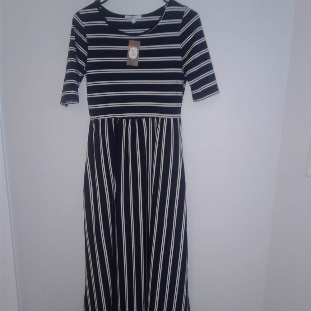 Stripe blue and white maxi